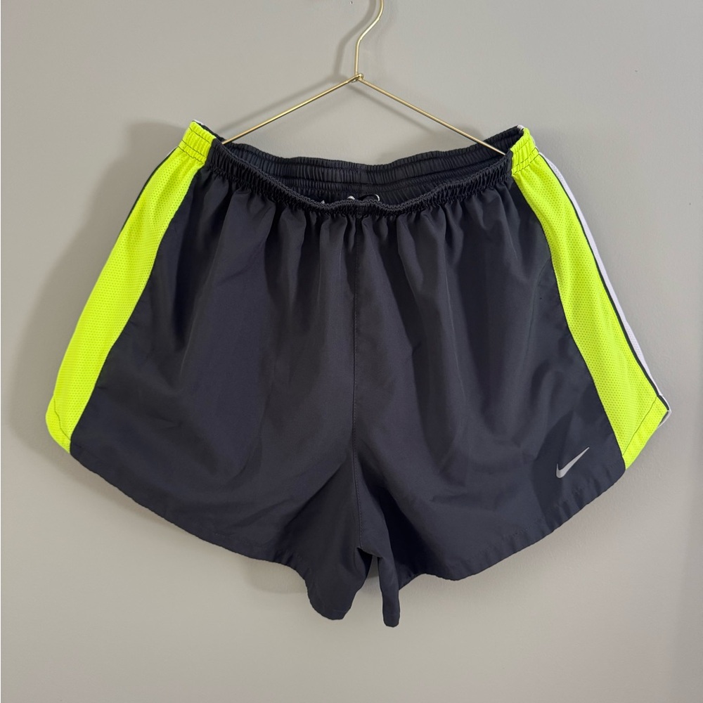 Nike Black and Neon Green Running Shorts